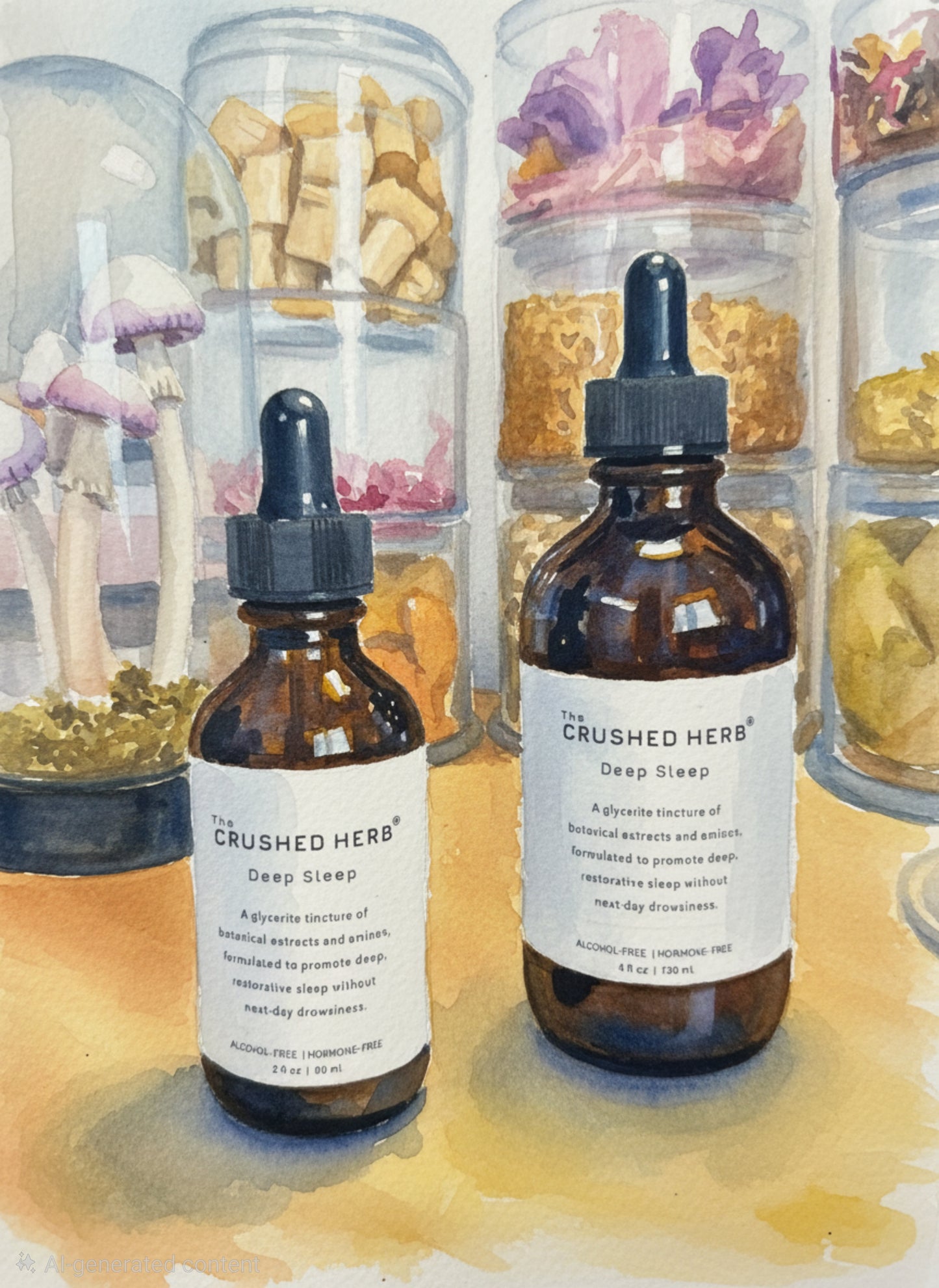The Crushed Herb® Deep Sleep – 2 fl oz & 4 fl oz Glycerite Tincture | 10:1 98% Purity Herbal Extracts & Amino Acids for Natural Relaxation & Sleep Support | Alcohol-Free & Hormone-Free